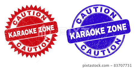CAUTION KARAOKE ZONE Round and Rosette Watermarks with Unclean Style CAUTION KARAOKE ZONE Round and Rosette Watermarks with Unclean Style 83707731