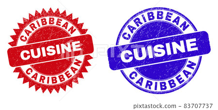 CARIBBEAN CUISINE Rounded and Rosette Stamps with Corroded Style CARIBBEAN CUISINE Rounded and Rosette Stamps with Corroded Style 83707737