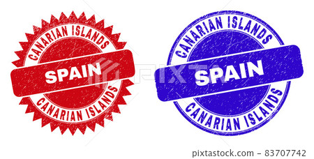 CANARIAN ISLANDS SPAIN Rounded and Rosette Stamps with Scratched Texture 83707742