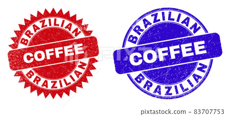 BRAZILIAN COFFEE Round and Rosette Watermarks with Corroded Texture 83707753
