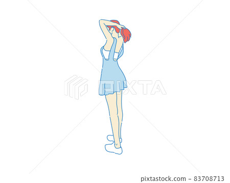 beautiful woman cute girl standing behind; backside view of person; vector beautiful woman cute girl standing behind; backside view of person; vector 83708713
