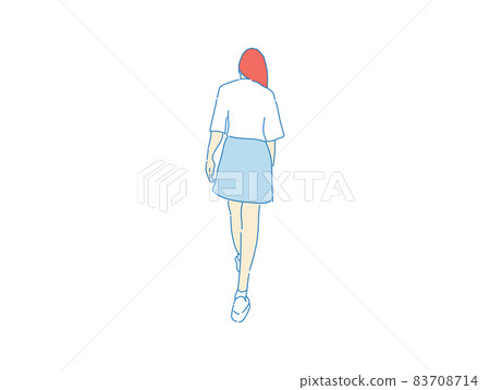 beautiful woman cute girl standing behind; backside view of person; vector beautiful woman cute girl standing behind; backside view of person; vector 83708714