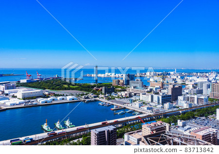 千葉港、千葉市、海濱地區、東京灣【從遠處眺望東京的街景】 83713842