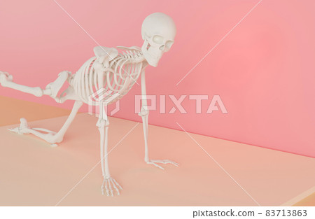 Image of a skeleton doing a yoga pose Image of a skeleton doing a yoga pose 83713863