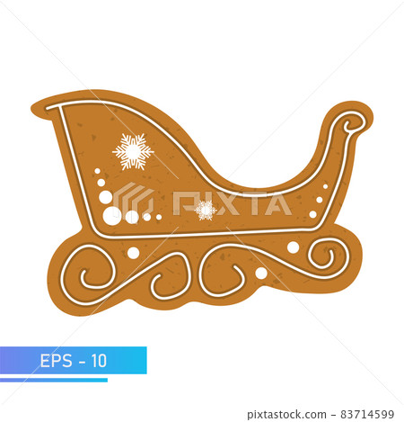 Christmas Cookies, gingerbread in the form of santa claus sleigh in brown color, Isolated On White Background, Vector Illustration. Christmas Cookies, gingerbread in the form of santa claus sleigh in brown color, Isolated On White Background, Vector Illustration. 83714599