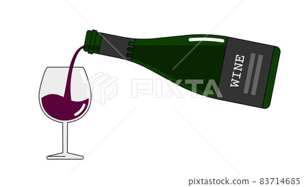 Illustration of pouring red wine into a glass 83714685