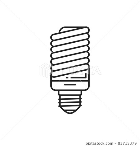 Energy saving light bulb isolated thin line icon. Vector outline eco fluorescent lightbulb. Compact fluorescent low-pressure spiral gas-discharge lamp uses fluorescence to produce visible light 83715379