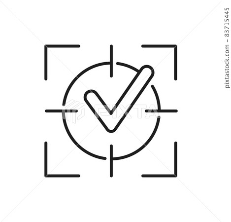 Done tip in aim goal target isolated outline icon. Vector leadership and management, business success and achievement top point. Victory and career, business improvement, correctness done sign 83715445