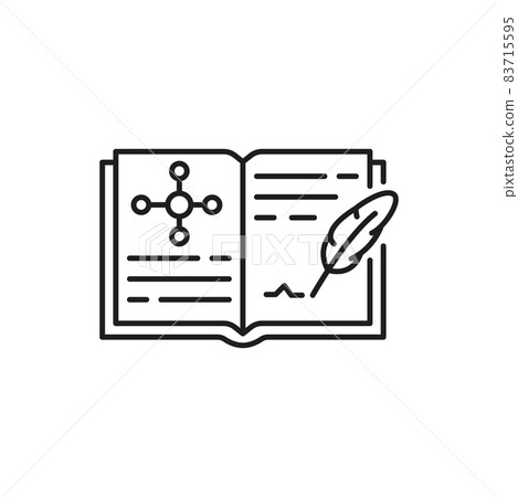 Genetics engineering book, medical journal to write down results of tests and experiments isolated thin line icon. Vector laboratory notes, molecule or atom dna structure genome, scientific magazine Genetics engineering book, medical journal to write down results of tests and experiments isolated thin line icon. Vector laboratory notes, molecule or atom dna structure genome, scientific magazine 83715595