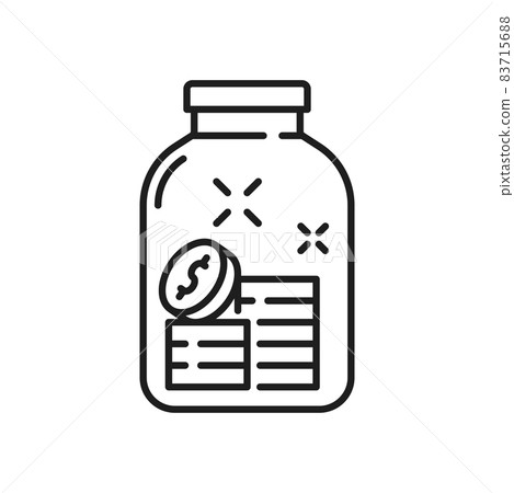 Glass money jar full of coins with dollar sign isolated thin line icon. Vector saving money in moneybox. Growth of income and savings, investment and wealth symbol. Business success, insurance Glass money jar full of coins with dollar sign isolated thin line icon. Vector saving money in moneybox. Growth of income and savings, investment and wealth symbol. Business success, insurance 83715688