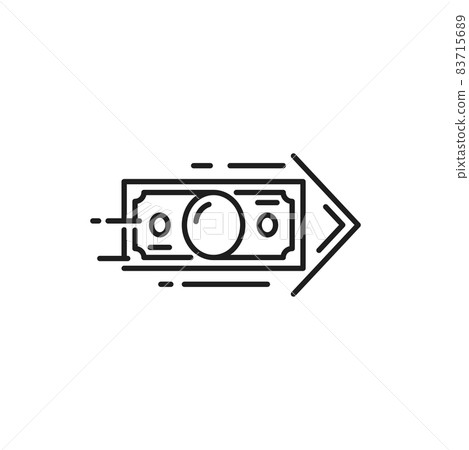 Fast pay or cash receiving, currency conversion, money transfer isolated thin line icon. Vector financial services, cashback or revenue, return or refund on investment concept, arrow payment Fast pay or cash receiving, currency conversion, money transfer isolated thin line icon. Vector financial services, cashback or revenue, return or refund on investment concept, arrow payment 83715689