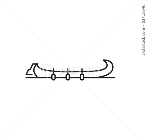 Rabelo or Aveiro boat isolated thin line icon. Vector traditional porto boat symbol landmark of Portugal. Portguese fishing sailboat, retro transportation vessel with oars, travel medieval transport Rabelo or Aveiro boat isolated thin line icon. Vector traditional porto boat symbol landmark of Portugal. Portguese fishing sailboat, retro transportation vessel with oars, travel medieval transport 83715946