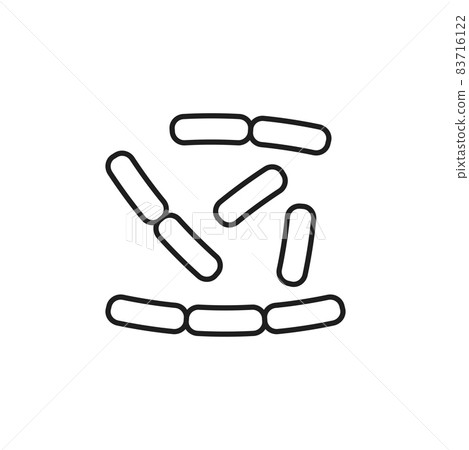 Microorganisms virus bacteria, probiotics or lactobacillus isolated thin line icon. Vector bifidobacterium, positive bacterium, healthy organism chemical microbe. Gastrointestinal therapy prebiotics 83716122