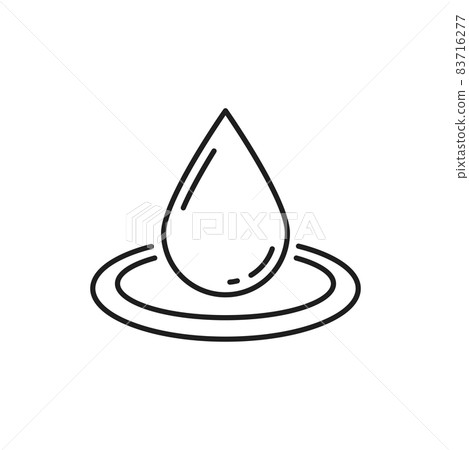 Falling drop, spa and face beauty cosmetics ingredient isolated outline icon. Vector hyaluronic acid, collagen to prevent wrinkles, anti-aging effect. Herbal extract linear natural supplement 83716277
