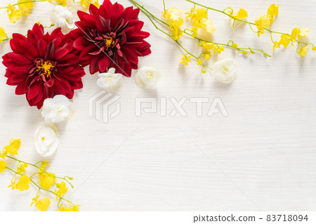 Gorgeous floral frame of dahlia and oncidium 83718094