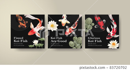 Banner template with koi fish concept,watercolor style. 83720702