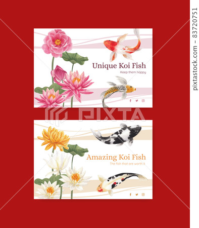 Facebook template with koi fish concept,watercolor style. Facebook template with koi fish concept,watercolor style. 83720751
