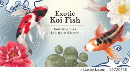 Billboard template with koi fish concept,watercolor style. Billboard template with koi fish concept,watercolor style. 83720768