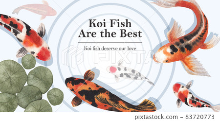 Billboard template with koi fish concept,watercolor style. 83720773