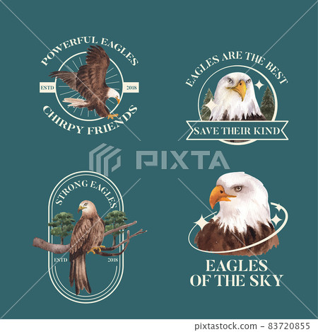 Logo template with bald eagle concept,watercolor style. Logo template with bald eagle concept,watercolor style. 83720855