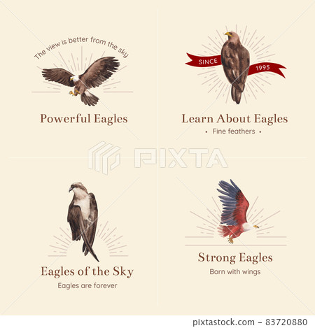 Logo template with bald eagle concept,watercolor style. 83720880