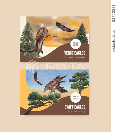 Facebook template with bald eagle concept,watercolor style. 83720881