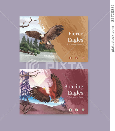 Facebook template with bald eagle concept,watercolor style. 83720882
