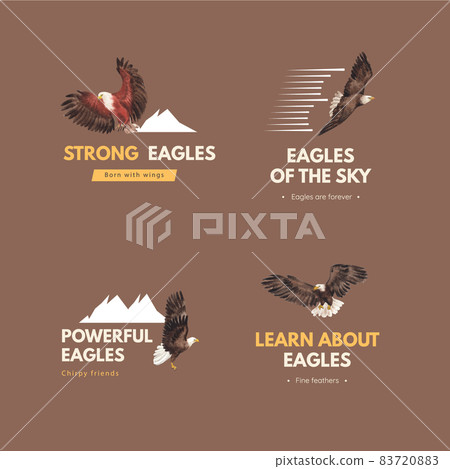 Logo template with bald eagle concept,watercolor style. Logo template with bald eagle concept,watercolor style. 83720883