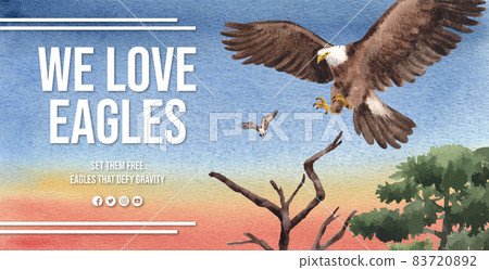 Billboard template with bald eagle concept,watercolor style. 83720892
