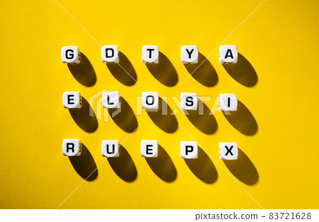 White cubes with letters scattered randomly White cubes with letters scattered randomly 83721628