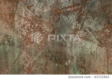 Pale red and green stone scratched and weathered plaster on concrete wall texture. Abstract background Pale red and green stone scratched and weathered plaster on concrete wall texture. Abstract background 83722663