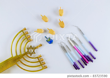 Candlestick with candles chanukiah for hanukkah Candlestick with candles chanukiah for hanukkah 83723590