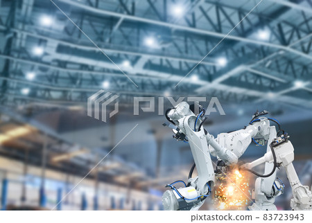 Robotic arm industry in parts manufacturing plants Robotic arm industry in parts manufacturing plants 83723943
