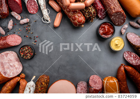 Set of different types of sausages Set of different types of sausages 83724059