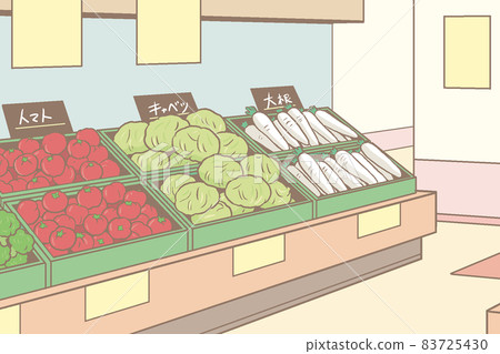 超市蔬菜櫃檯【西紅柿、捲心菜、蘿蔔、蔬菜水果、蔬菜】 83725430