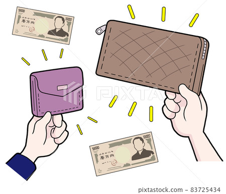 Long wallet and double-folded wallet [wallet, bill, 10,000 yen, hand, money, savings, shopping] 83725434