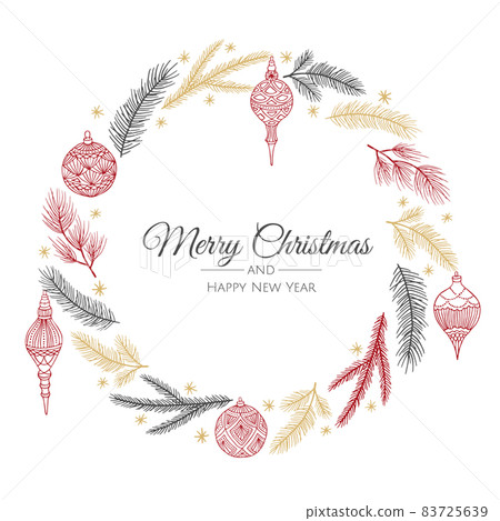 Vector composition with winter forest branches. Great for Christmas cards, party invitations, holiday sales. Can be used for poster, web page, packaging. 83725639