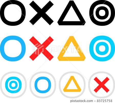 Circle, cross, triangle, double circle icons 83725758