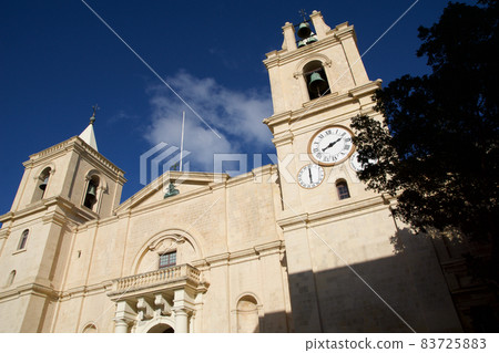 VALLETTA, MALTA - DEC 31st, 2019: Exterior view of Saint John's Co-Cathedral in Valletta VALLETTA, MALTA - DEC 31st, 2019: Exterior view of Saint John's Co-Cathedral in Valletta 83725883
