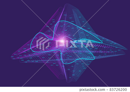 Quantum computer technology concept. Deep learning artificial intelligence. Big data algorithms visualization for business, science, technology. Waves flow, illustration. 83726200