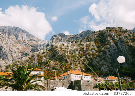 Church of Our Lady of Remedy on the wall above the old town of Kotor in Montenegro 83727263