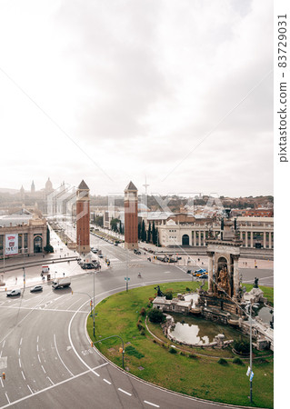 Barcelona, Spain - 15 December 2019: Plaza de Espana in Barcelona, the square of the capital of Catalonia. 83729031