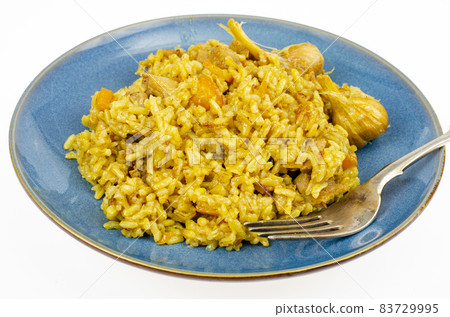 Pilaf with chicken fillet. Diet menu. Studio Photo. Pilaf with chicken fillet. Diet menu. Studio Photo. 83729995