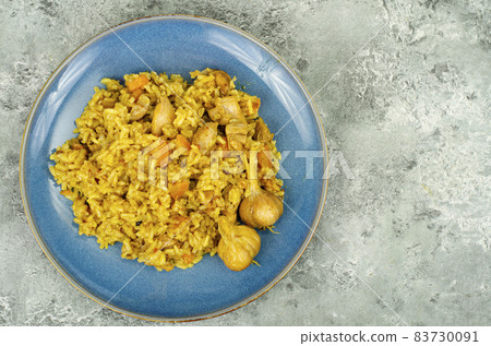 Pilaf with chicken fillet. Diet menu. Studio Photo. 83730091