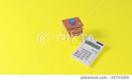 放置在平面上的微型課桌和計算器 83731009