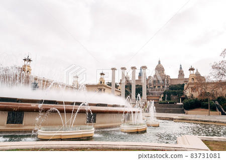 The magic fountain of Montjuic, on the hill of Montjuic in Barcelona, Spain The magic fountain of Montjuic, on the hill of Montjuic in Barcelona, Spain 83731081