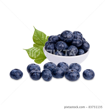 Fresh blueberry with leaves isolated on white background 83731135