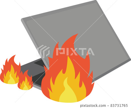 Ignition of used battery products Laptop illustration material Vector 83731765
