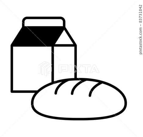 午餐牛奶和麵包圖標 83731842