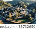 Scenic, elevated view of Esch-Sur-Sure town in Luxembourg, Europe 83732650
